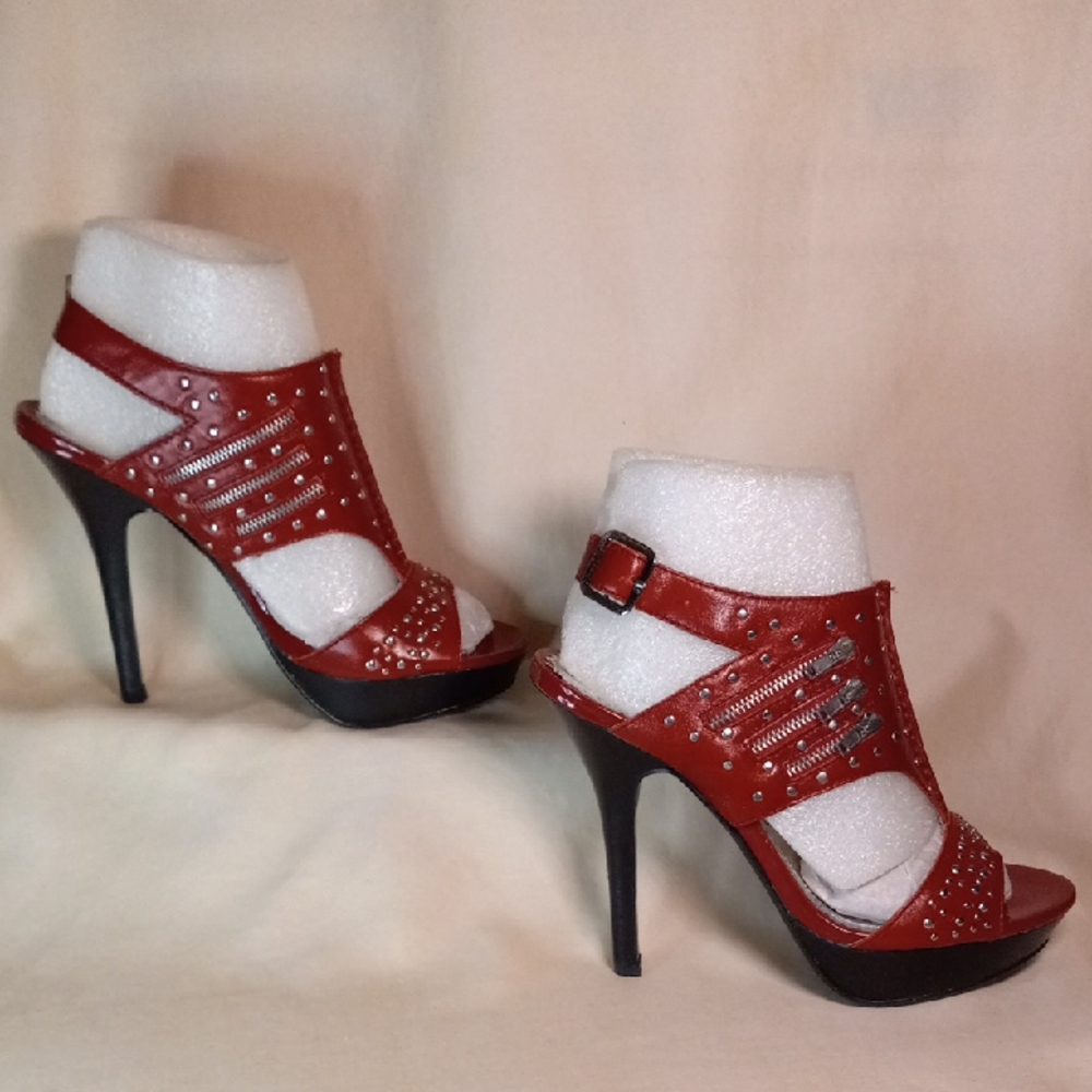 Chic Red Leather Heels